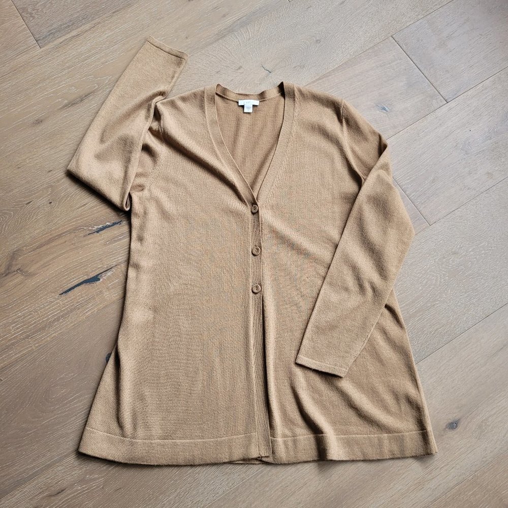J Jill Sweater Women's Small Tan 2 Button Long Sleeve Cardigan Sweater